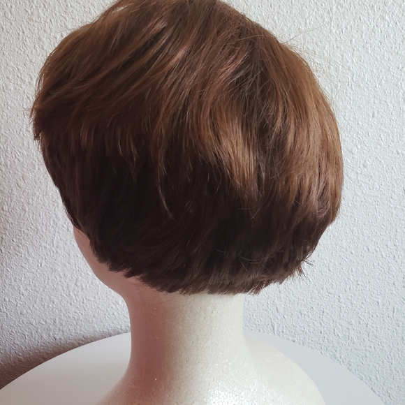 #New Short Pixie Cut Wig Mixed Blondy Brown Bangs Synthetic - Picture 10 of 12